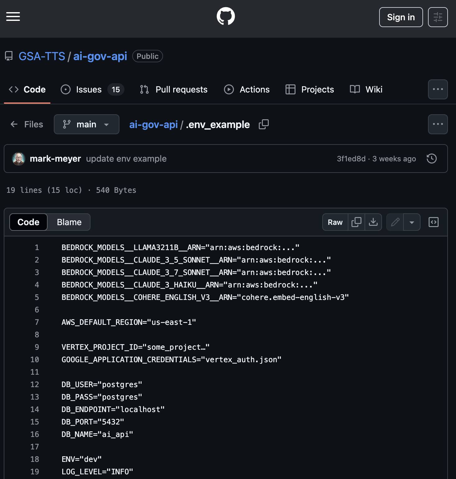 AI.gov AI models list