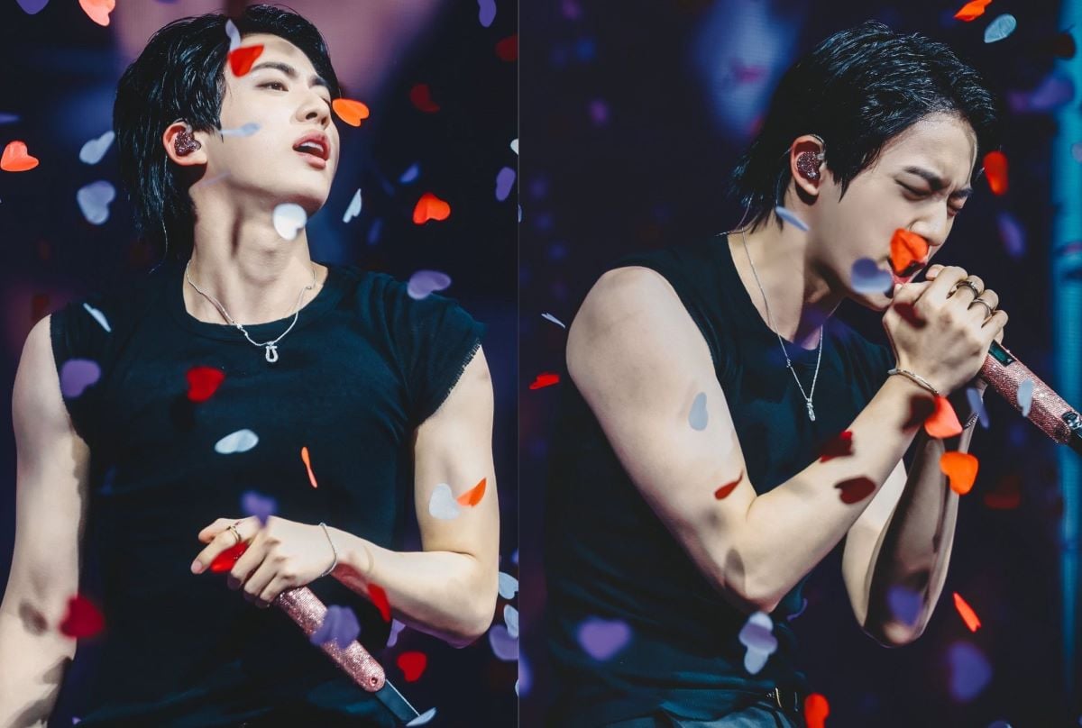 BTS's Jin Impresses Fans with His Muscular Build at Anaheim Solo Concert 1 BTS's Jin stuns fans with his muscular physique during his solo concert in Anaheim