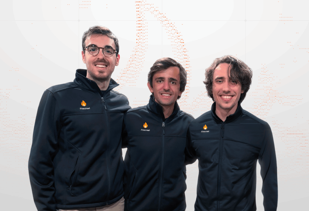 Firecrawl co-founders CMO Eric Ciarla, CTO Nicolas Silberstein Camara, and CEO Caleb Peffer