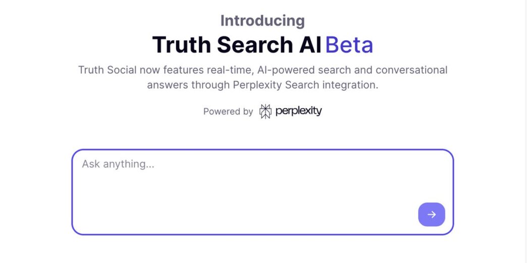 Truth Social by Trump Trials AI-Powered Search Tool from Perplexity