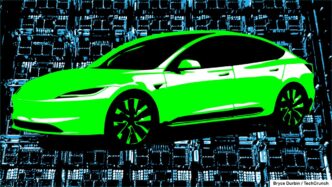 Render of a green Tesla