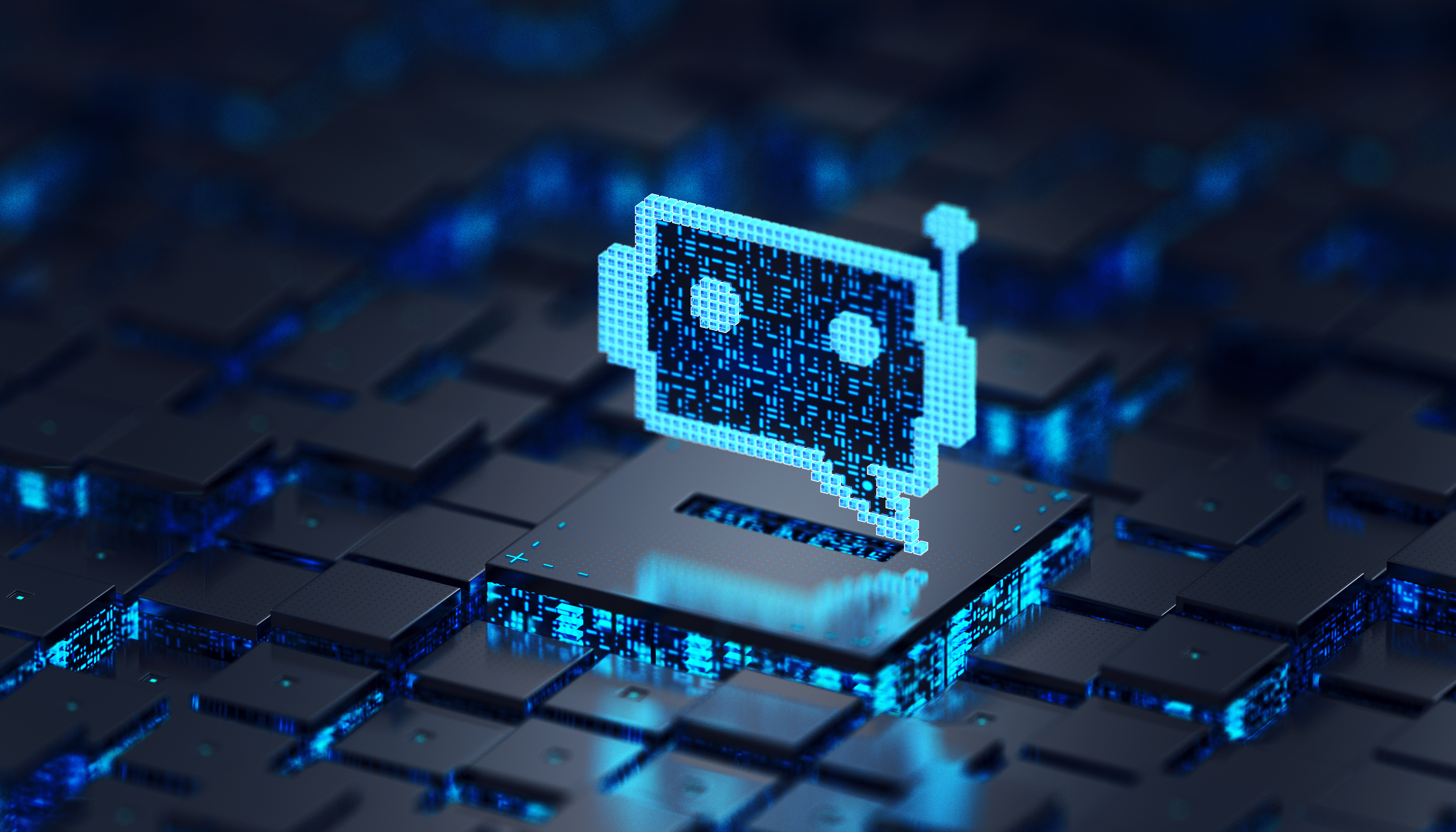 Chatbot hovering over keyboard