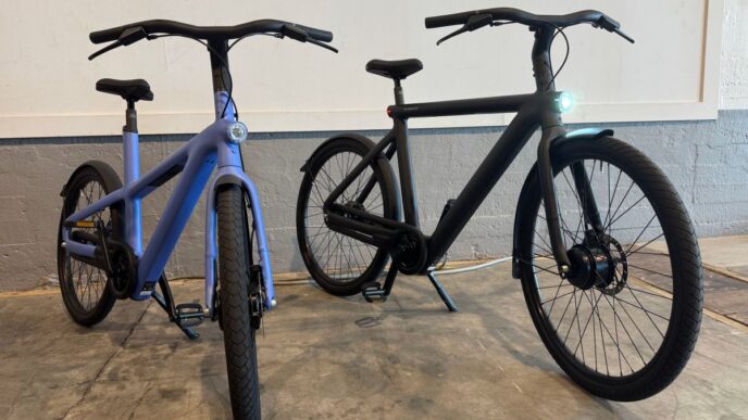 two VanMoof S6 e-bikes