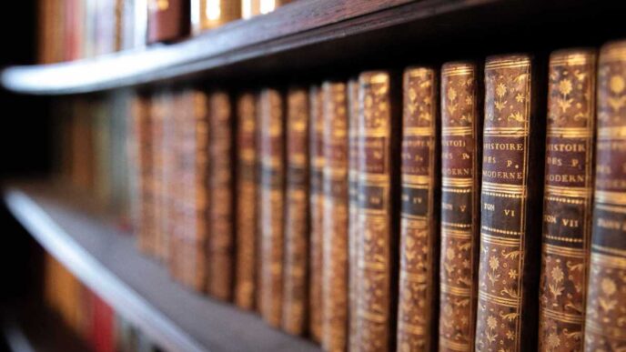 library books on shelf