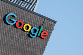 The Google logo and lettering can be seen on the facade of the company's Munich headquarters.