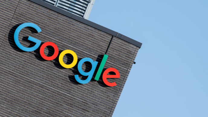 The Google logo and lettering can be seen on the facade of the company's Munich headquarters.