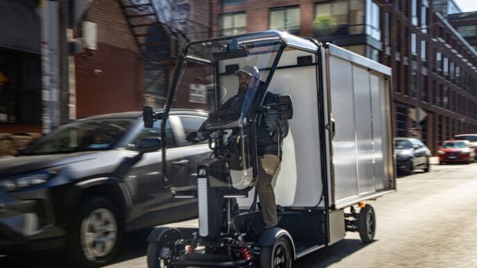The Fastport eQuad prototype undergoes pilot testing in New York City.