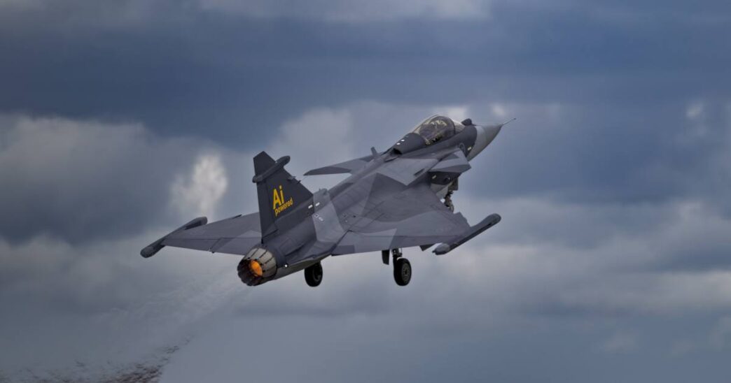 Gripen E fighter jet with Centaur AI control