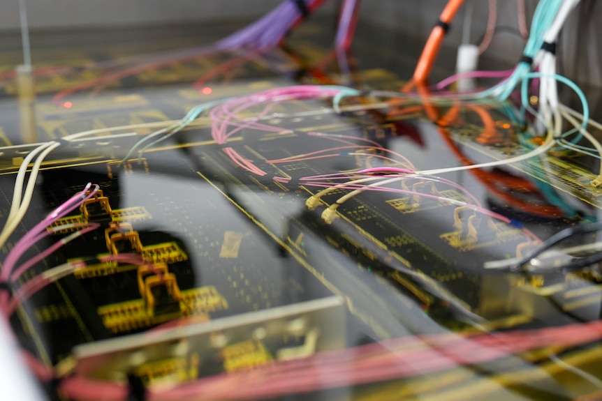Servers in immersion fluid at the Firmus Technologies AI factory site in Launceston.