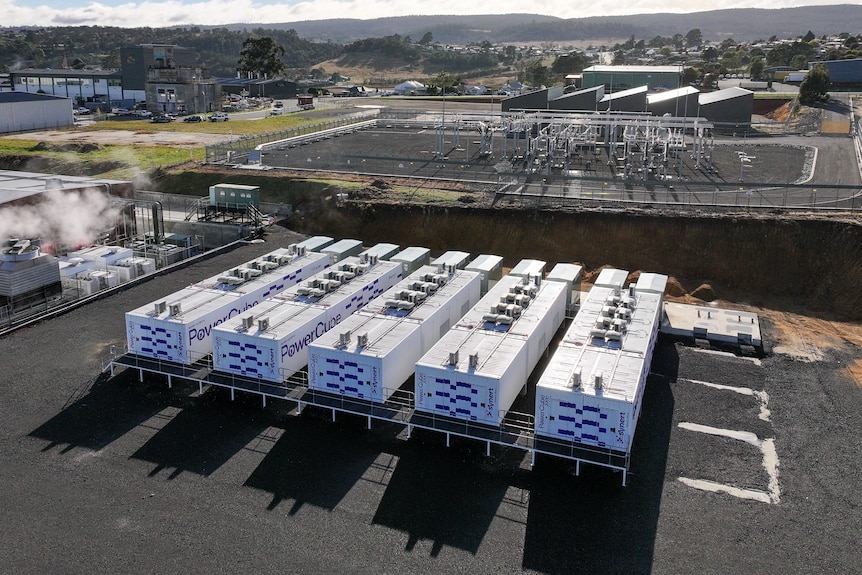 Backup batteries at the Firmus Technologies site in Launceston.