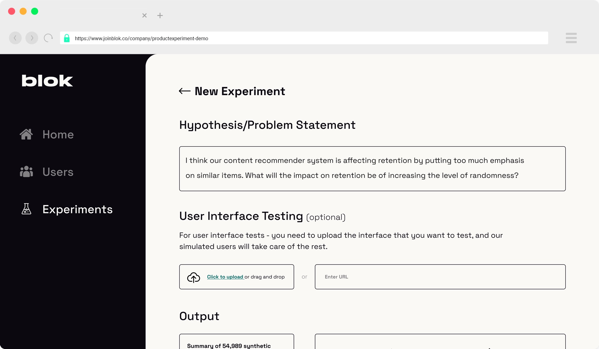 Blok experiment simulation