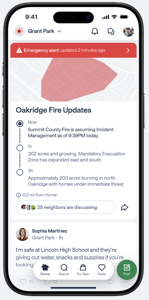 Nextdoor alerts on dynamic map