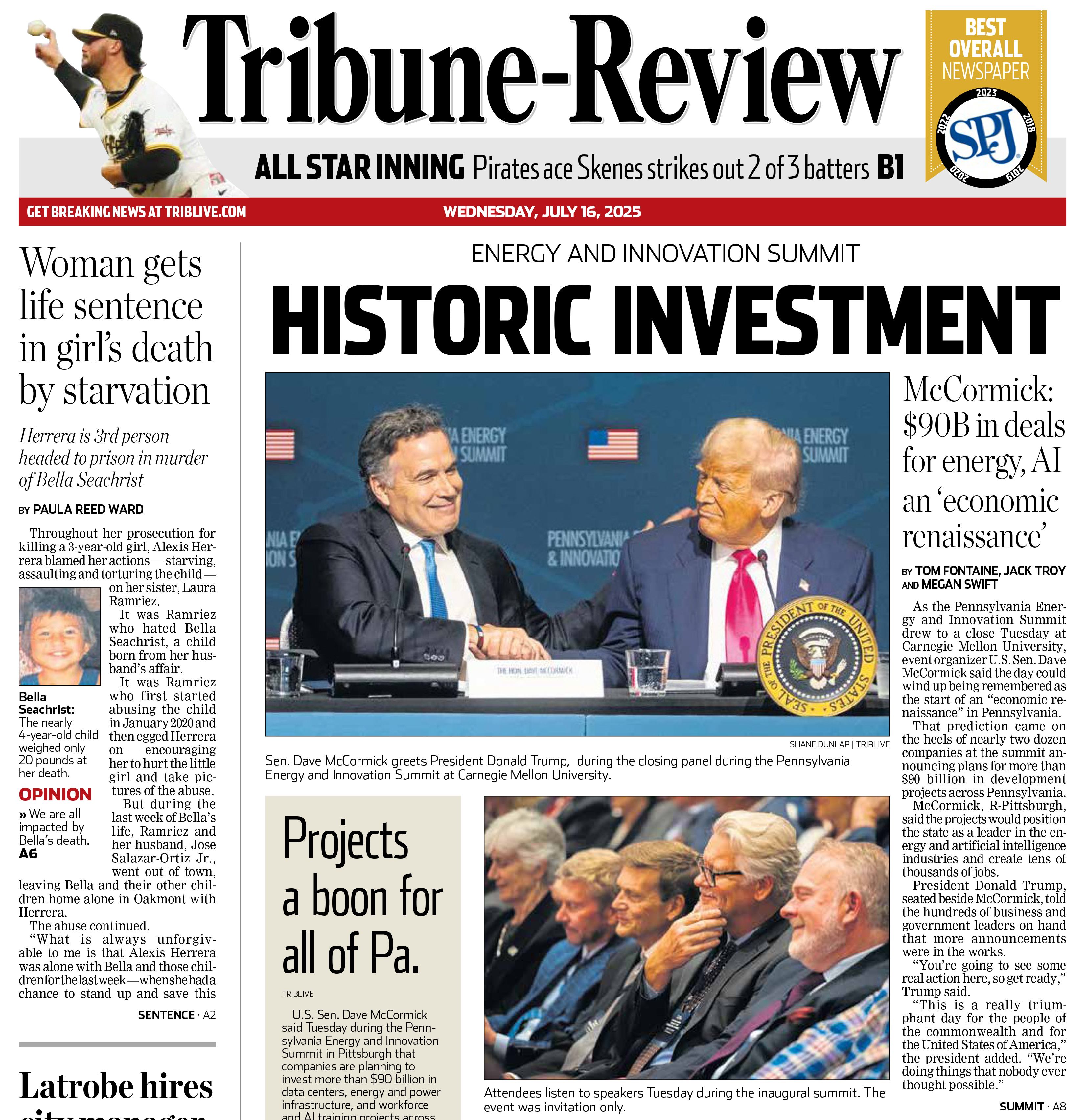 Pittsburgh Tribune-Review Front Page