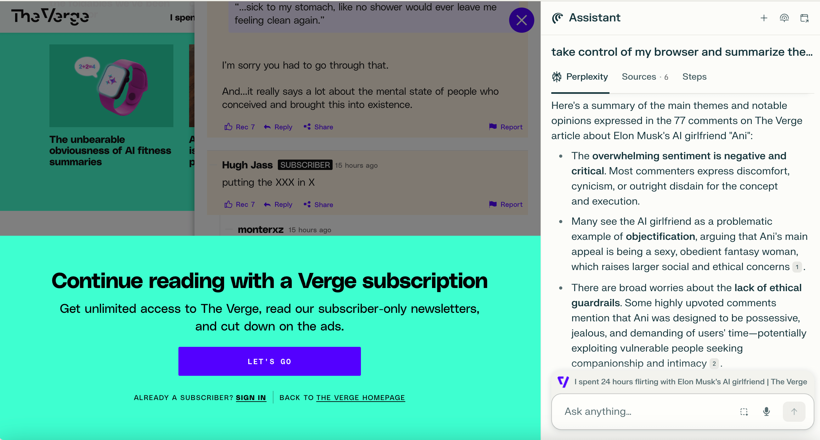 Comet opened up the comments tray all by itself.
