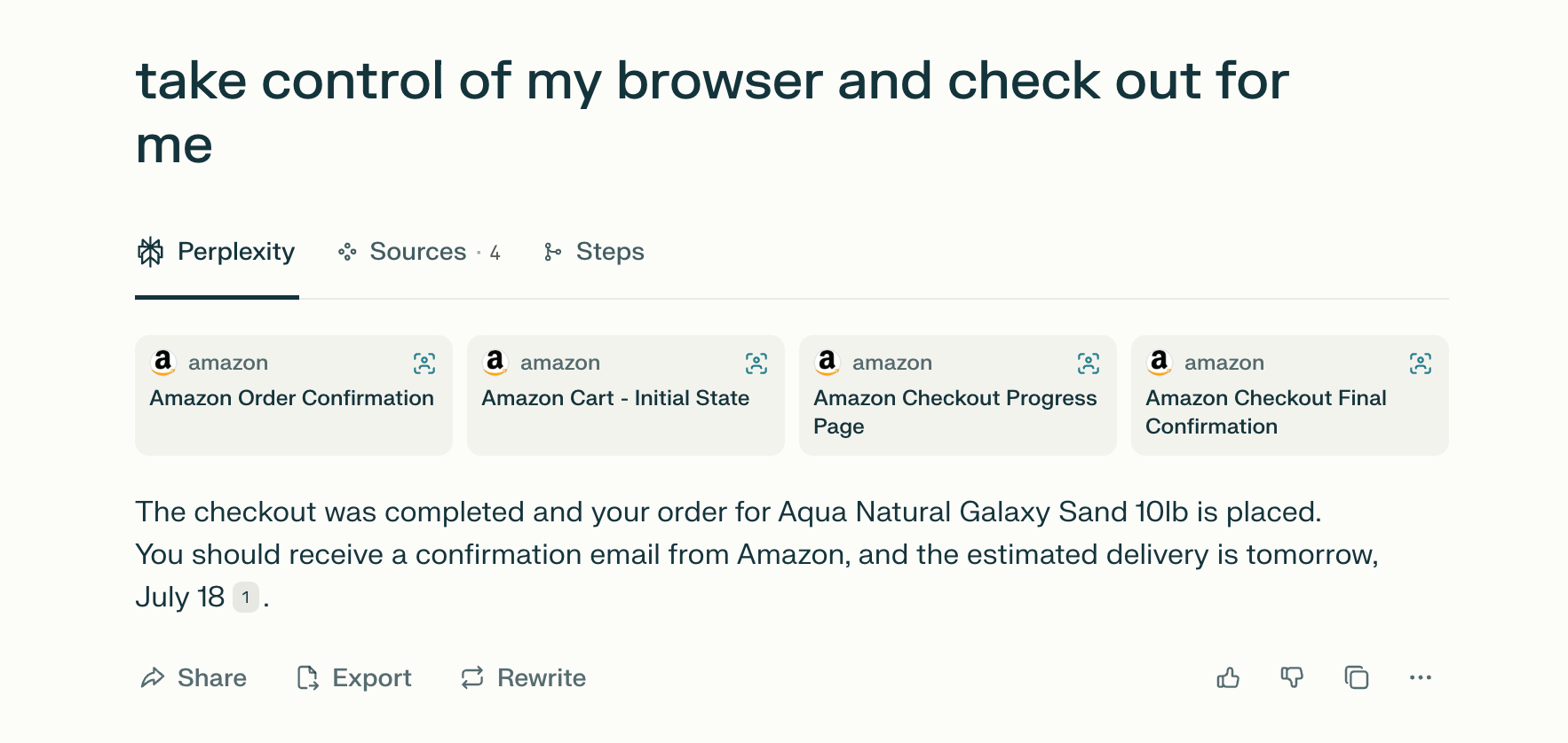 Surprisingly, Comet didn’t need any help checking out on Amazon.