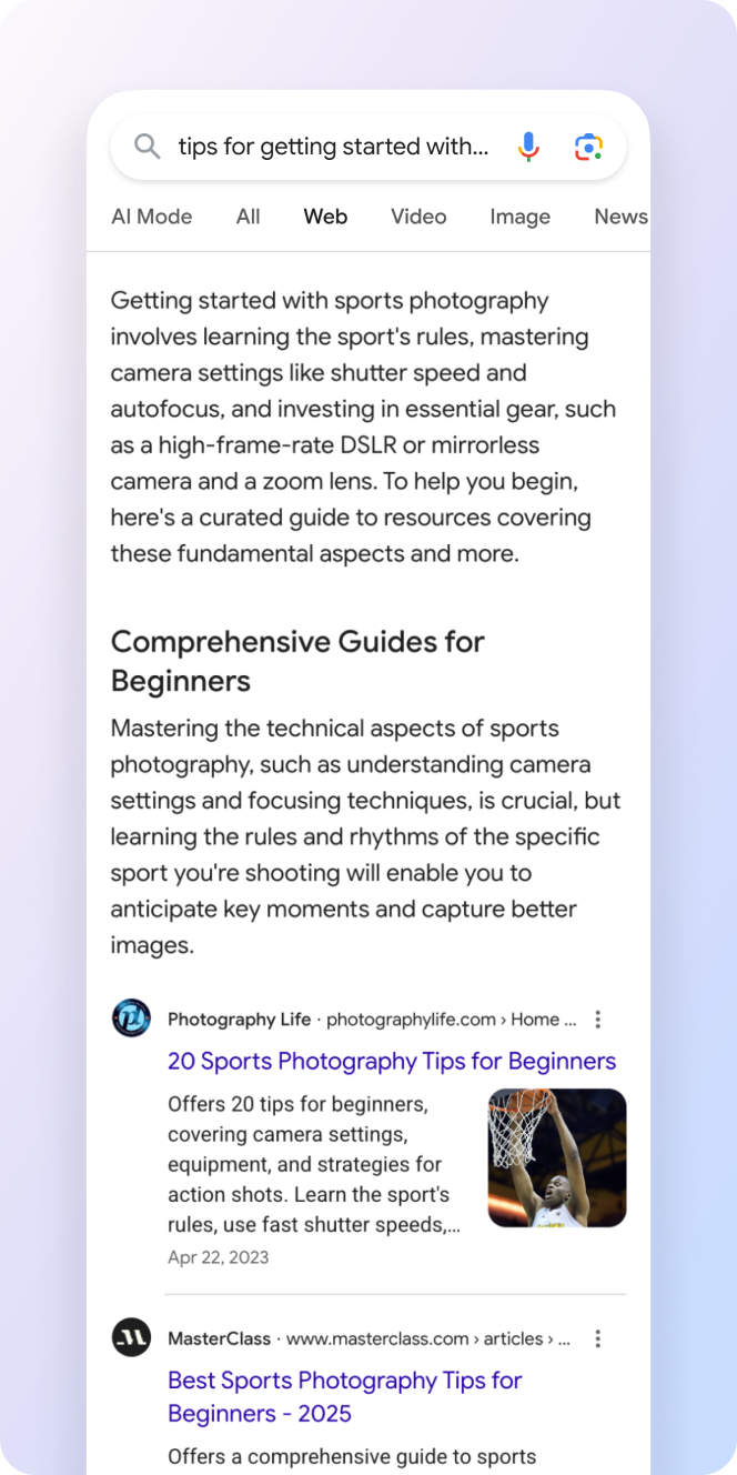 Screenshot from labs.google.com/search/experiment/34, July 2025