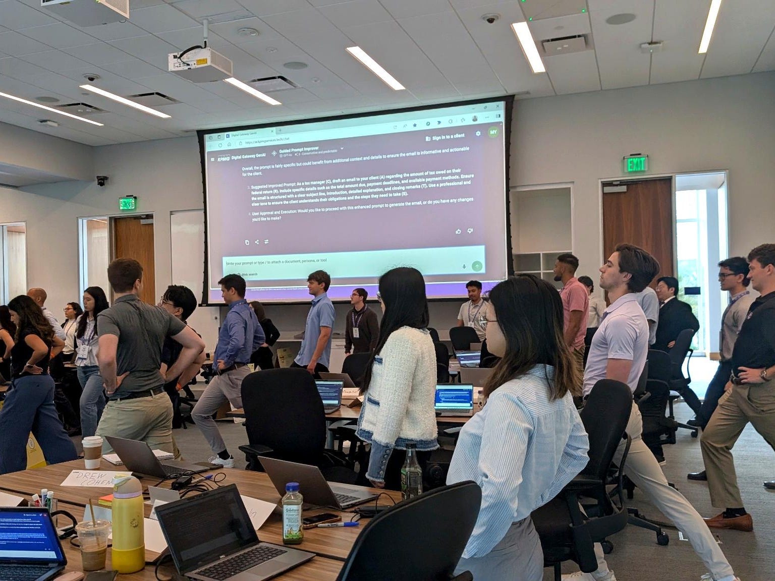 KPMG interns stretching