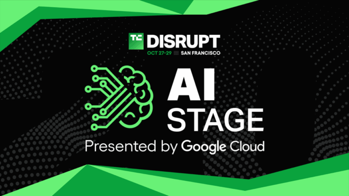 TechCrunch Disrupt 2025 AI Stage w/logo & White Google Cloud