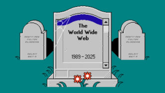 An illustration of a tomb of 'The World Wide Web, 1989-2025'.