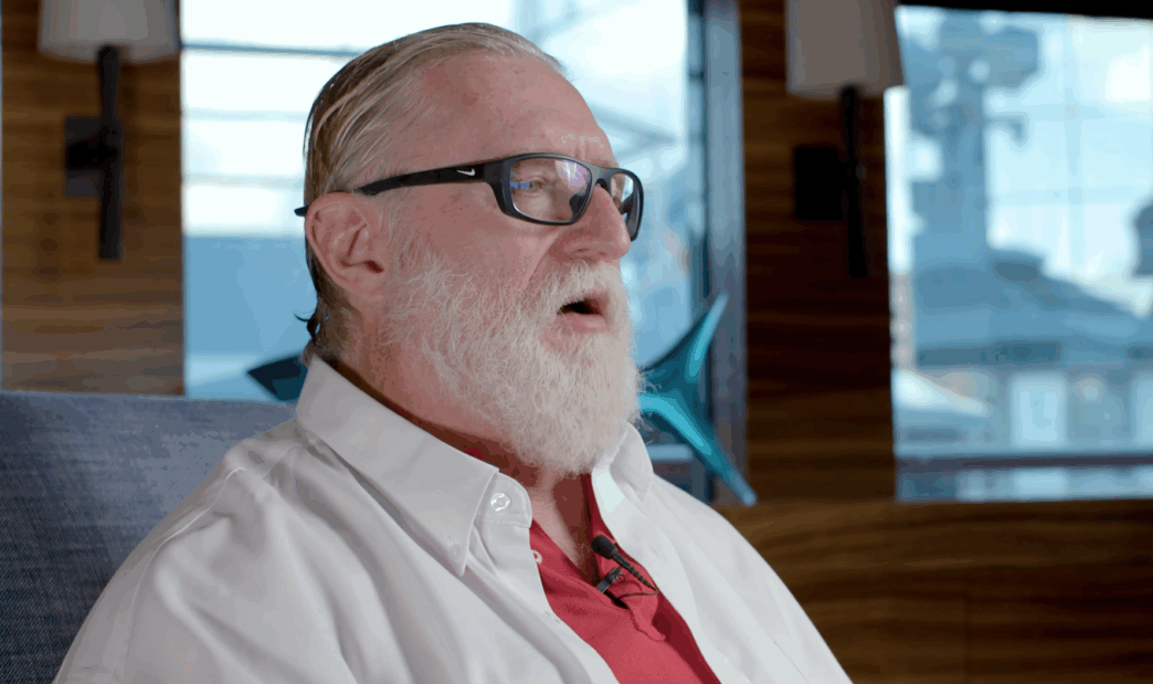 Gabe Newell in the 20th Anniversary Half-Life 2 Documentary.