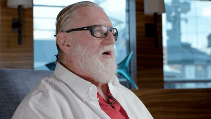 Gabe Newell in the 20th Anniversary Half-Life 2 Documentary.