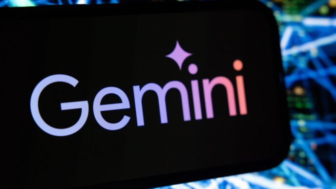 The Google Gemini generative AI logo on a smartphone.