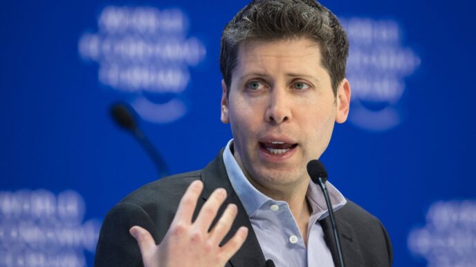 OpenAI CEO Sam Altman gestures during a session of the World Economic Forum (WEF) meeting in Davos on January 18, 2024. (Photo by FABRICE COFFRINI/AFP via Getty Images)