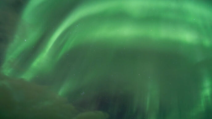 The Aurora Borealis, commonly known as the Northern Lights, are seen in the sky above Alta, Norway.