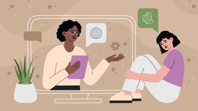 Online psychotherapy concept, sad young girl in depression