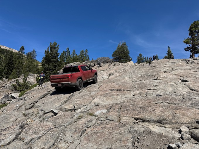 Rivian rock climb
