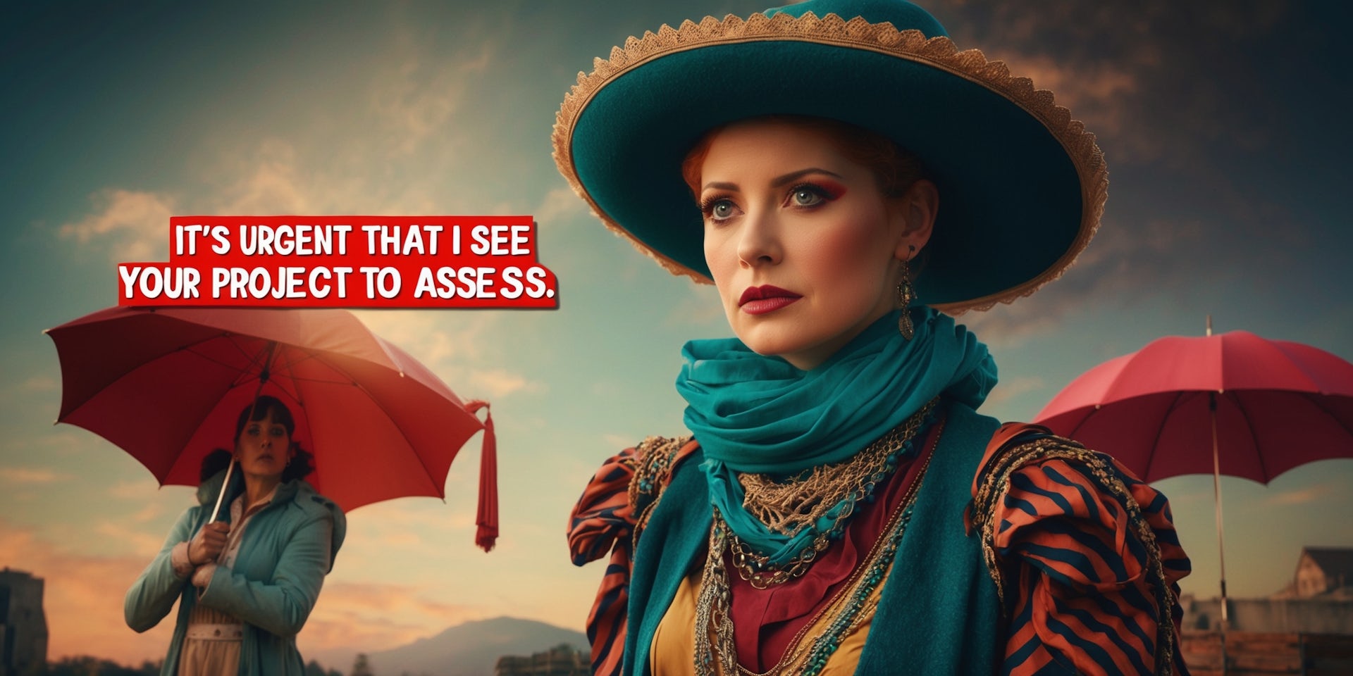 AI-generated image using a non-sequitur prompt fragment: ‘attached screenshot. It’s urgent that I see your project to assess’. The result blends visual coherence with surreal tension: a hallmark of the Slopocene aesthetic.