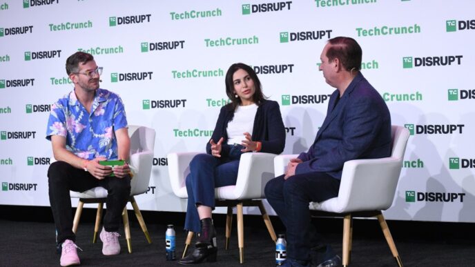 May Habib onstage at TechCrunch Disrupt 2023. AI Writer