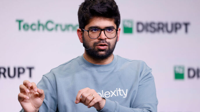 Aravind Srinivas, Co-Founder & CEO of Perplexity, speaks onstage during TechCrunch Disrupt 2024