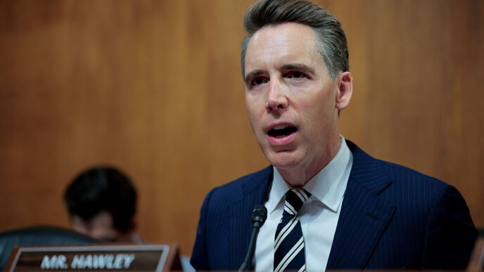 The Senate Judiciary Committee's Subcommittee on Crime and Counterterrorism Chairman Josh Hawley (R-MO) presides over a hearing about artificial intelligence generative models training on copyrighted works in the Dirksen Senate Office Building on Capitol Hill on July 16, 2025 in Washington, DC.