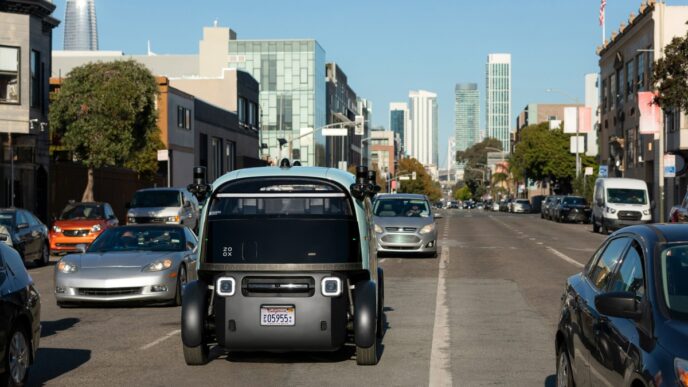 The Zoox robotaxi in San Francisco
