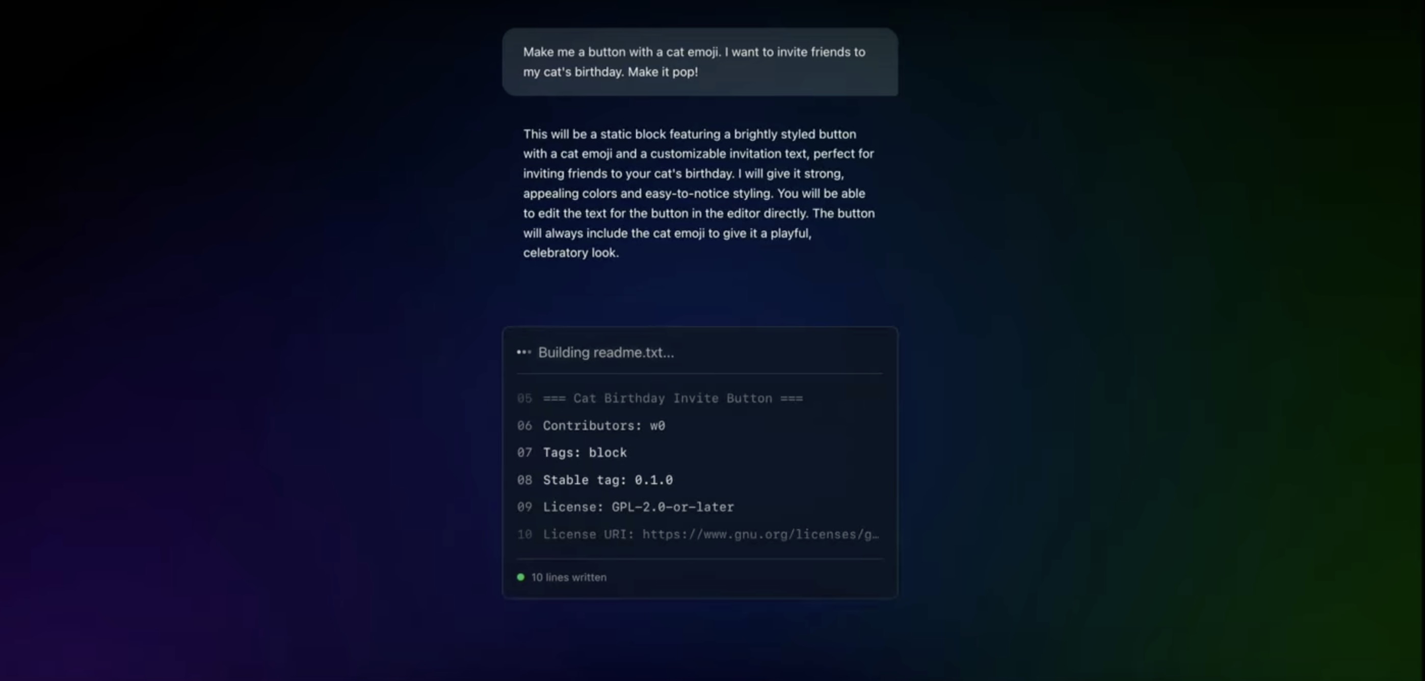 Telex example